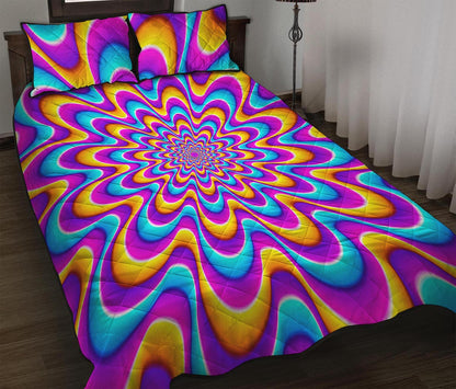 Splashing Colors Moving Optical Illusion Quilt Bed Set