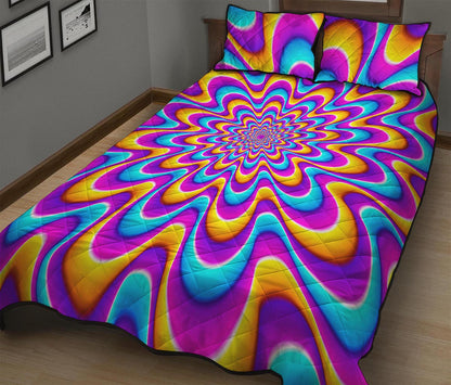 Splashing Colors Moving Optical Illusion Quilt Bed Set