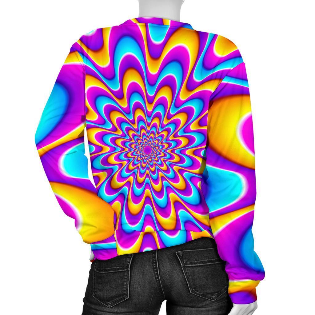 Splashing Colors Moving Optical Illusion Women's Crewneck Sweatshirt GearFrost