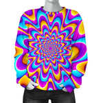 Splashing Colors Moving Optical Illusion Women's Crewneck Sweatshirt GearFrost