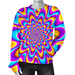 Splashing Colors Moving Optical Illusion Women's Crewneck Sweatshirt GearFrost