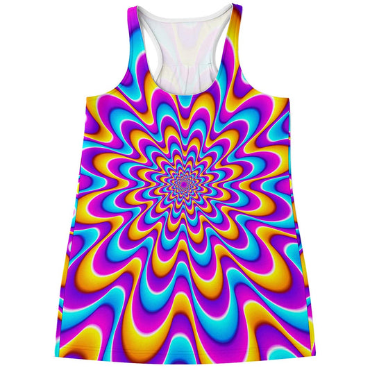 Splashing Colors Moving Optical Illusion Women's Racerback Tank Top