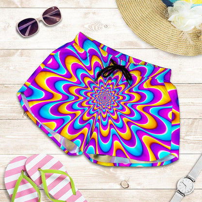 Splashing Colors Moving Optical Illusion Women's Shorts