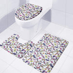 Spring Butterfly Pattern Print 3 Piece Bath Mat Set