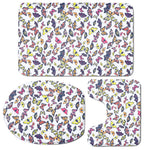 Spring Butterfly Pattern Print 3 Piece Bath Mat Set