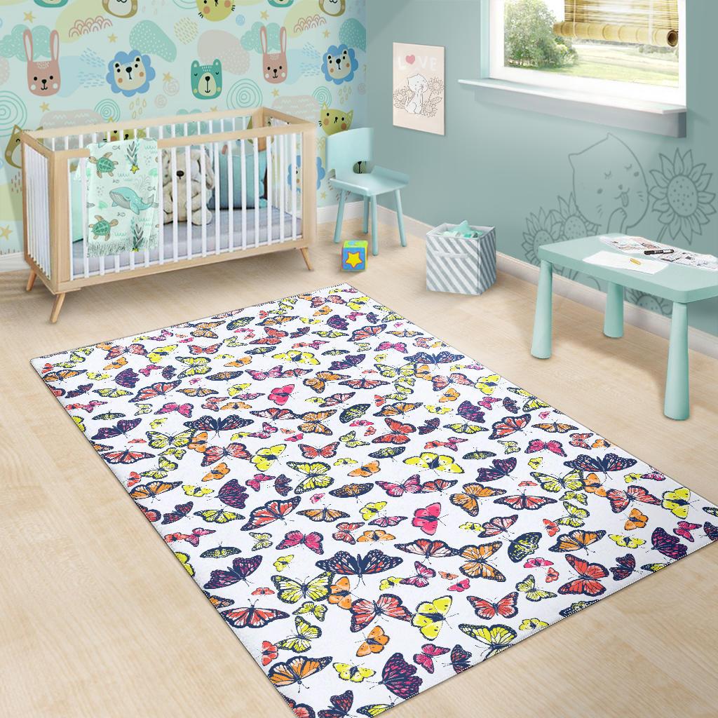 Spring Butterfly Pattern Print Area Rug GearFrost