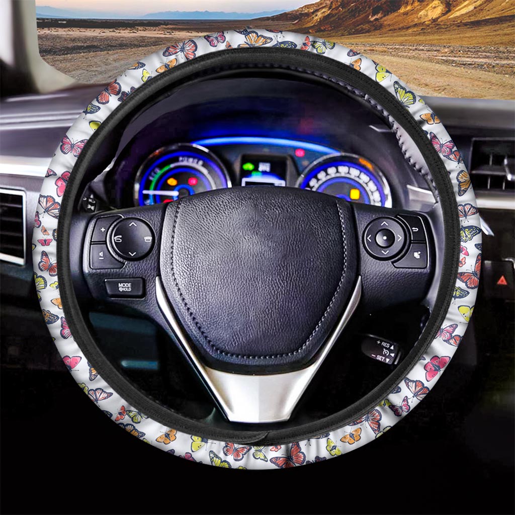 Spring Butterfly Pattern Print Car Steering Wheel Cover