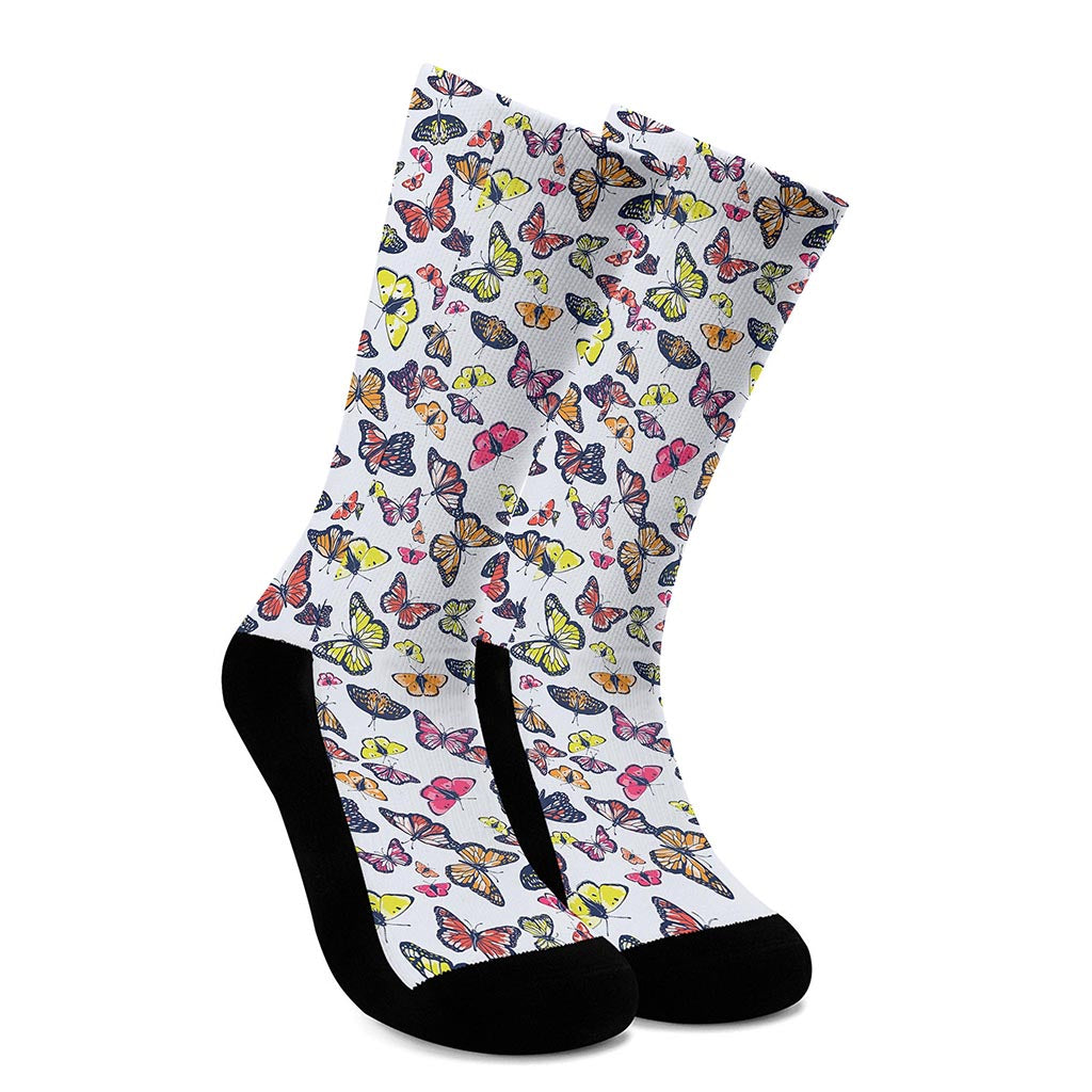 Spring Butterfly Pattern Print Crew Socks