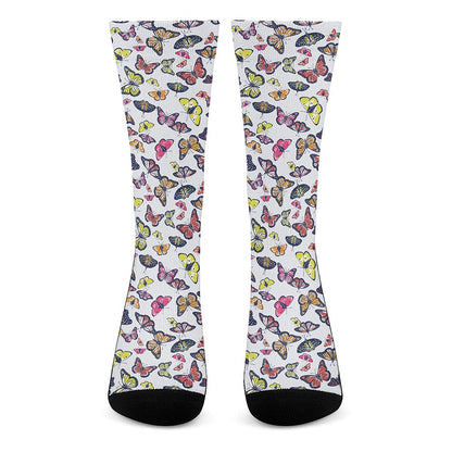Spring Butterfly Pattern Print Crew Socks