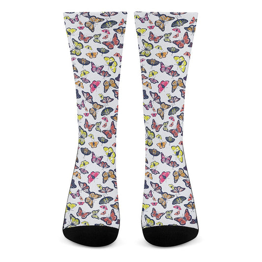 Spring Butterfly Pattern Print Crew Socks