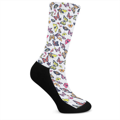 Spring Butterfly Pattern Print Crew Socks