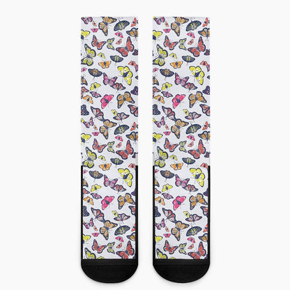 Spring Butterfly Pattern Print Crew Socks