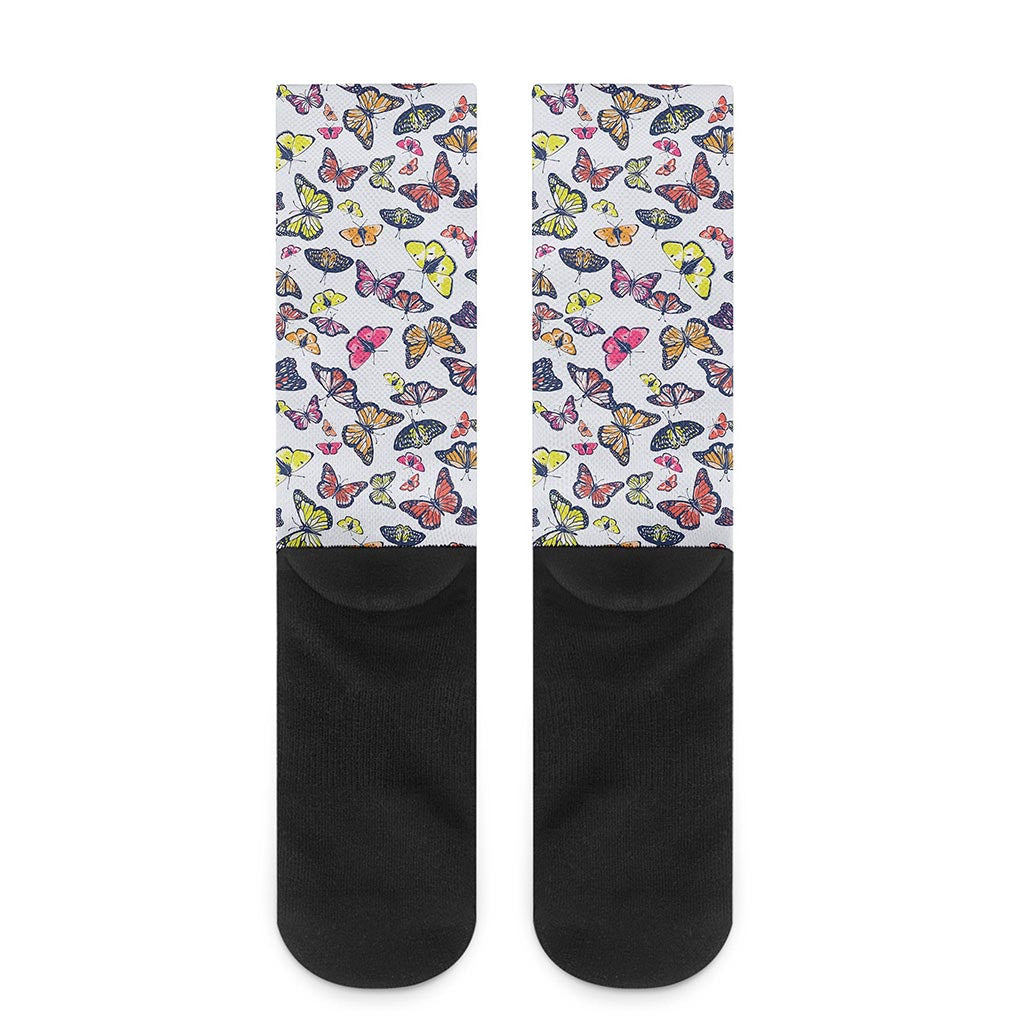 Spring Butterfly Pattern Print Crew Socks