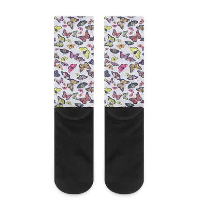 Spring Butterfly Pattern Print Crew Socks