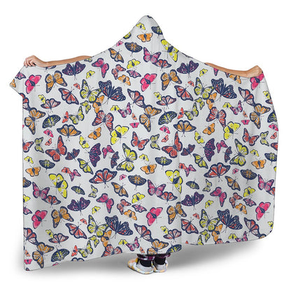 Spring Butterfly Pattern Print Hooded Blanket