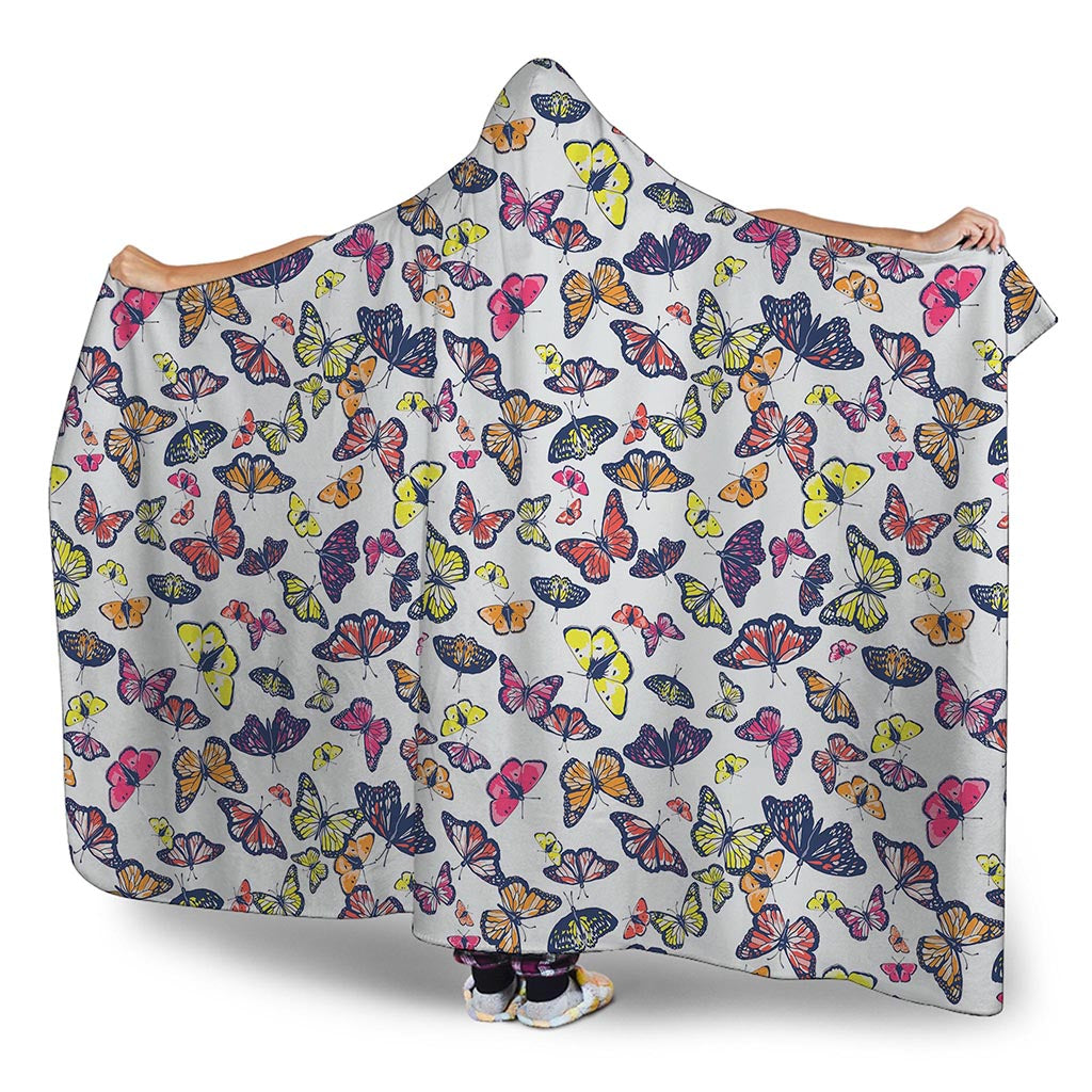 Spring Butterfly Pattern Print Hooded Blanket