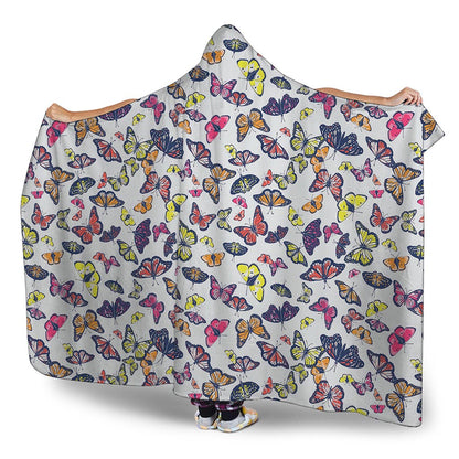 Spring Butterfly Pattern Print Hooded Blanket