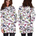 Spring Butterfly Pattern Print Hoodie Dress GearFrost