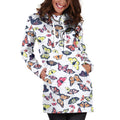 Spring Butterfly Pattern Print Pullover Hoodie Dress