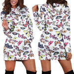 Spring Butterfly Pattern Print Hoodie Dress GearFrost