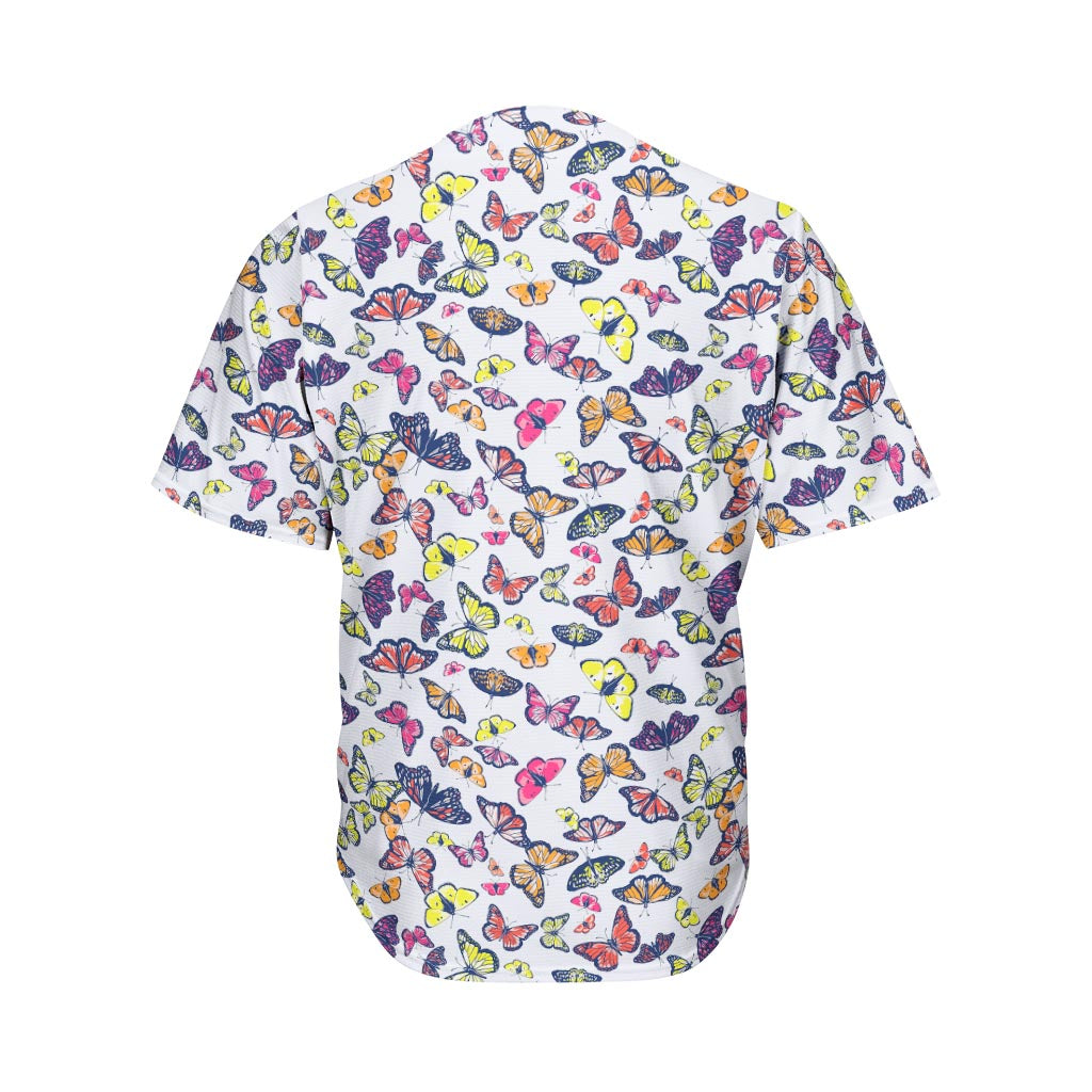 Spring Butterfly Pattern Print Men's Baseball Jersey