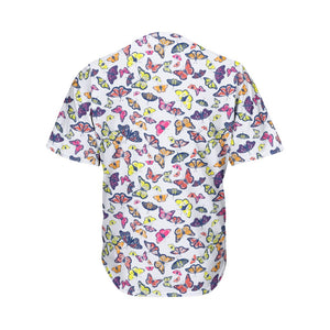 Spring Butterfly Pattern Print Men's Baseball Jersey