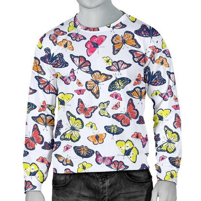 Spring Butterfly Pattern Print Men's Crewneck Sweatshirt GearFrost