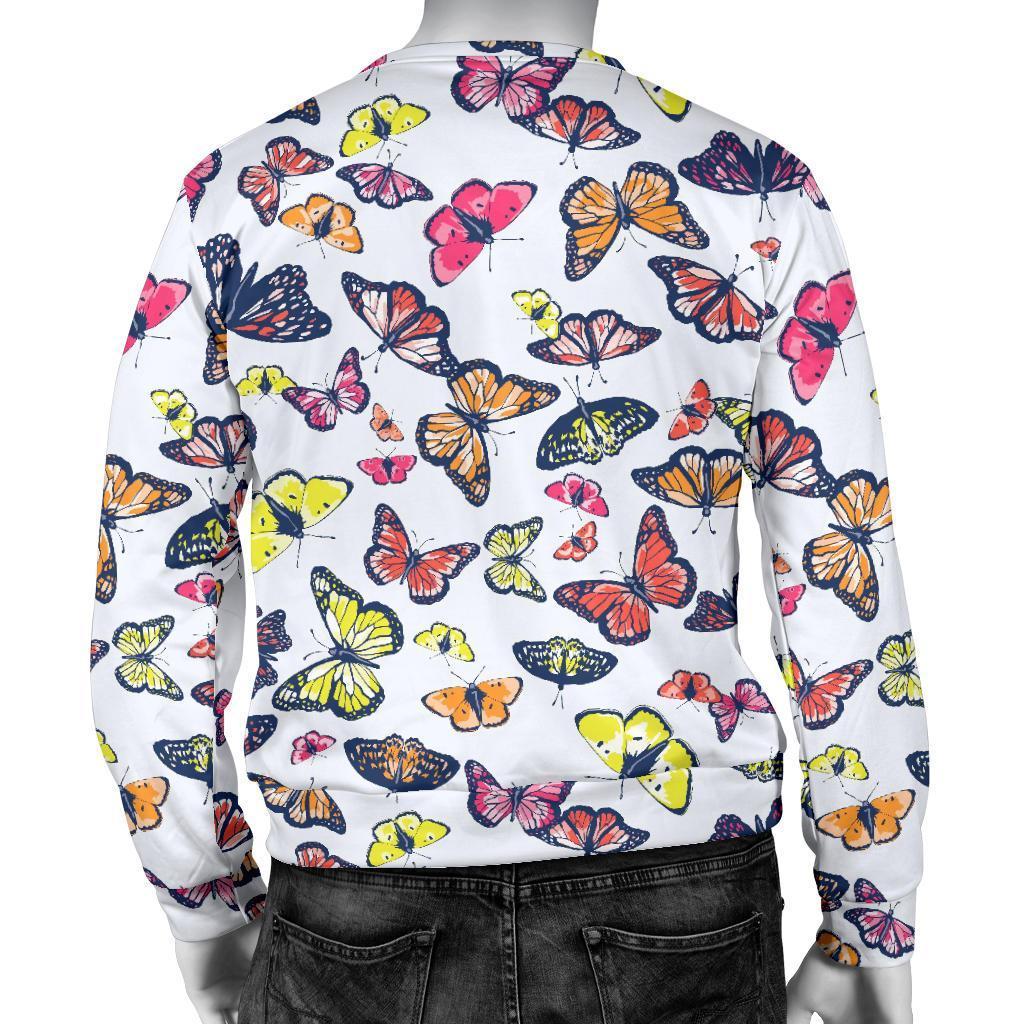 Spring Butterfly Pattern Print Men's Crewneck Sweatshirt GearFrost