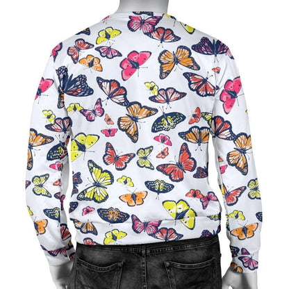 Spring Butterfly Pattern Print Men's Crewneck Sweatshirt GearFrost