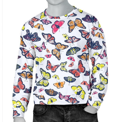 Spring Butterfly Pattern Print Men's Crewneck Sweatshirt GearFrost
