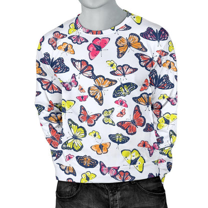Spring Butterfly Pattern Print Men's Crewneck Sweatshirt GearFrost