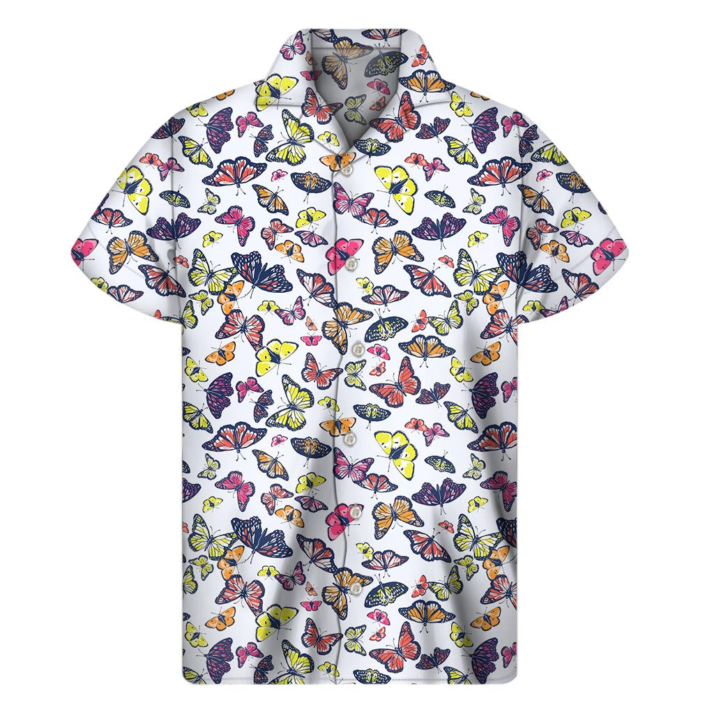 Spring Butterfly Pattern Print Men's Short Sleeve Shirt