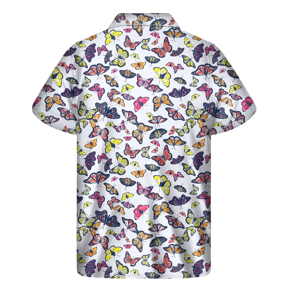 Spring Butterfly Pattern Print Men's Short Sleeve Shirt
