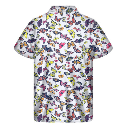Spring Butterfly Pattern Print Men's Short Sleeve Shirt