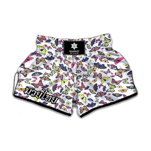 Spring Butterfly Pattern Print Muay Thai Boxing Shorts