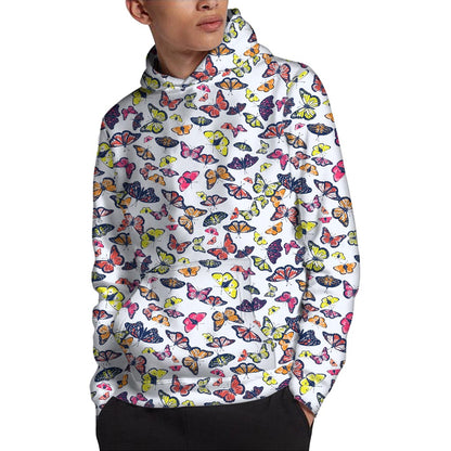 Spring Butterfly Pattern Print Pullover Hoodie