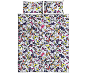 Spring Butterfly Pattern Print Quilt Bed Set