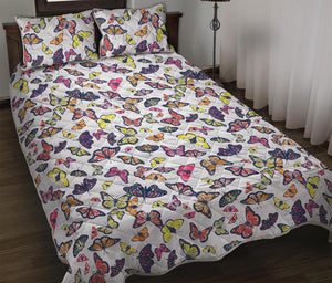 Spring Butterfly Pattern Print Quilt Bed Set