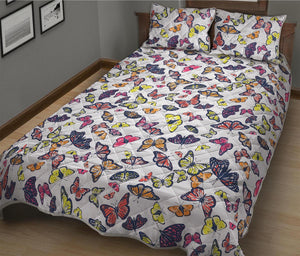 Spring Butterfly Pattern Print Quilt Bed Set