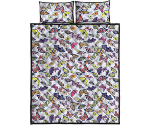 Spring Butterfly Pattern Print Quilt Bed Set