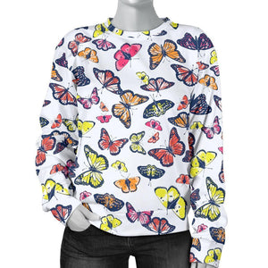 Spring Butterfly Pattern Print Women's Crewneck Sweatshirt GearFrost