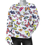 Spring Butterfly Pattern Print Women's Crewneck Sweatshirt GearFrost