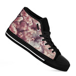 Spring Cherry Blossom Print Black High Top Shoes