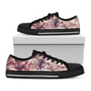 Spring Cherry Blossom Print Black Low Top Shoes