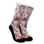 Spring Cherry Blossom Print Crew Socks