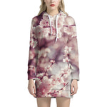 Spring Cherry Blossom Print Hoodie Dress