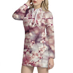 Spring Cherry Blossom Print Hoodie Dress