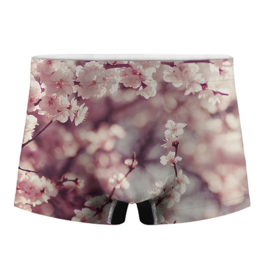 Spring Cherry Blossom Print Men's Boxer Briefs