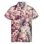 Spring Cherry Blossom Print Men's Short Sleeve Shirt