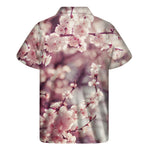 Spring Cherry Blossom Print Men's Short Sleeve Shirt